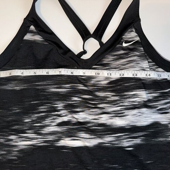Nike Women’s Halter Tank Top Built-In Bra Black & White Size Large Athletic EUC - Picture 5 of 6